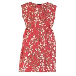 Peruvian Connection Red Pink Cap Sleeve Floral Midi Dress Size M